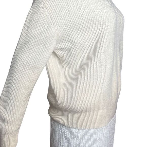 Zara White Wool V-neck Ribbed Sweater - Picture 4 of 11